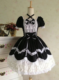 Vintage Lace Party Prom Cotton Short Sleeve Sweet Lolita Dress -NAUS Lolita Shop 3 500x672 1438