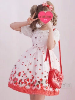 Chocolate Strawberry Sweet Lolita Sling Dress -NAUS Lolita Shop 3 500x672 1441