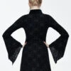 Black Bowknot Trumpet Sleeve Gothic Lapel Long Sleeve Dress