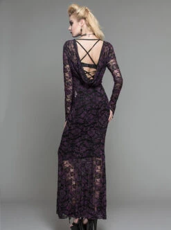 Purple Lace Perspective Backless Sexy Slim Gothic Long Sleeve Long Dress -NAUS Lolita Shop 3 500x672 1507