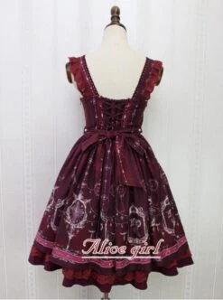 Angel Cross Series Wine Red Bowknot Lace Lolita Sling Dress -NAUS Lolita Shop 3 500x672 1514