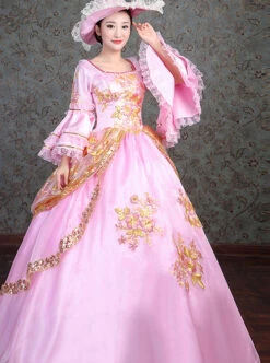 Golden Embroidery Pink Retro Palace Style Lolita Prom Dress -NAUS Lolita Shop 3 500x672 220