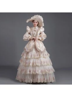 Champagne Long Sleeve Multilayer Delicate Hem Dreamy Romantic Party Ball Dinner Prom Lolita Dress -NAUS Lolita Shop 3 500x672 223