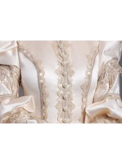 Champagne Noble Retro Style Long Sleeve Pearls Lace Love Decoration Prom Lolita Dress -NAUS Lolita Shop 3 500x672 237