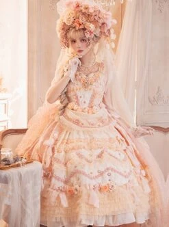 Retro Gorgeous Court Style Tea Party Style Lace Flower Decoration Sweet Lolita Sleeveless Dress -NAUS Lolita Shop 3 500x672 240
