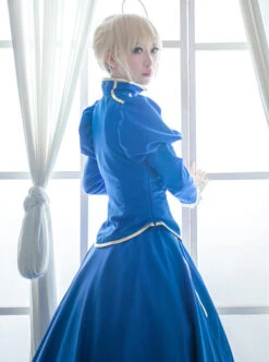 Fate/Grand Order Saber Series Lolita Blue Cosplay Long Sleeve Dress -NAUS Lolita Shop 3 500x672 253