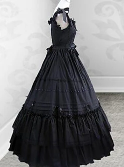 Black Retro Victorian Gothic Lolita Fly Sleeves Long Dress -NAUS Lolita Shop 3 500x672 255