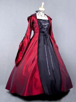 Palace Style Retro Gothic Lolita Prom Hooded Long Dress -NAUS Lolita Shop 3 500x672 256