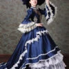 Palace Style Lace Embroidery Navy Blue Classic Lolita Prom Dress