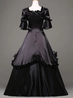 Black Retro Victorian Stereoscopic Flower Decoration Gothic Lolita Prom Dress -NAUS Lolita Shop 3 500x672 278