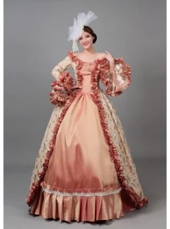 Light Brown Long Sleeve Dress Delicate Cuff Lace With Drawstring At The Back Dignified Elegant Birthday Party Prom Lolita Dress -NAUS Lolita Shop 3 500x672 279