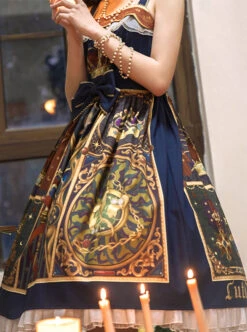 Glory Book Series Vintage Crown Jewels Pattern Print Classic Lolita Bow Knot Sling Dress -NAUS Lolita Shop 3 500x672 312