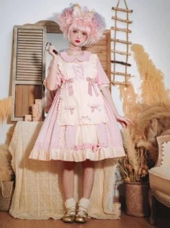 Sweet Cream Series OP Doll Collar Classic Lolita Short Lolita Dress -NAUS Lolita Shop 3 500x672 328