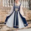 Navy Blue Lace Bow Elegant Color Contrast Vintage JSK Classic Lolita Sleeveless Dress Set