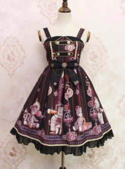Steam Bear Series JSK Gear Bowknot Classic Lolita Sling Dress -NAUS Lolita Shop 3 500x672 394
