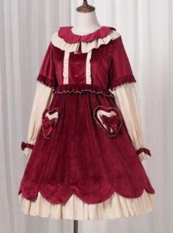 Autumn And Winter Black Or Red Elegant OP Classic Lolita Long Sleeve Dress -NAUS Lolita Shop 3 500x672 398
