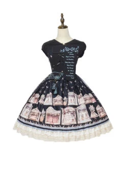Box Theater Series OP Printing Embroidery Normal Waist Doll Collar Classic Lolita Dress -NAUS Lolita Shop 3 500x672 400