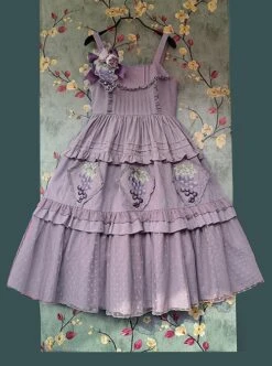 Grape Manor Series Solid Color Jacquard Grape Embroidery Elegant Classic Lolita Sleeveless Dress -NAUS Lolita Shop 3 500x672 411