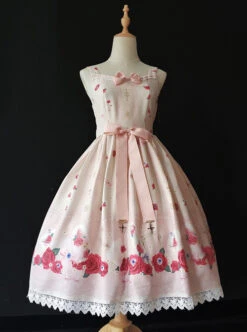 Crucifix Rose Popsicle Printing Classic Lolita Sling Dress -NAUS Lolita Shop 3 500x672 412