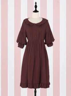 Cute Ruffle Collar Classic Lolita Lantern Short Sleeve Dress And Lolita Apron -NAUS Lolita Shop 3 500x672 421