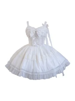 Solid Color Lace Bowknot Decorate Classic Lolita Summer Sleeveless Dress -NAUS Lolita Shop 3 500x672 443
