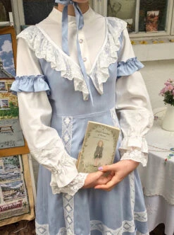 Sky Blue Long Sleeve Classic Lolita Dress -NAUS Lolita Shop 3 500x672 454