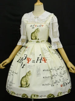 Schrodinger's Cat Series Printing High Waist Classic Lolita Sling Dress -NAUS Lolita Shop 3 500x672 459