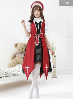 Cross Witch Gothic Lolita Black Or Red Dress And Shirt And Hat Set -NAUS Lolita Shop 3 500x672 48