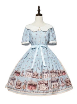 Box Theater Series OP Classical Embroidery A-line Hem Classic Lolita Short Sleeve Dress -NAUS Lolita Shop 3 500x672 483