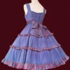 Britney Series Red And Blue Striped Pleated Lace Trim Square Neckline Design Polka Dot Bow Knots Classic Lolita Sleeveless Dress
