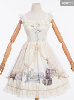 Old Time Dream Series Retro Printing JSK Classic Lolita Sling Dress -NAUS Lolita Shop 3 500x672 493