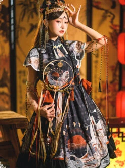 Mythical Animals Fight Series OP Chinese Style Retro Classic Lolita Dress Set -NAUS Lolita Shop 3 500x672 515