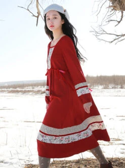 Retro Red Classic Lolita Long Sleeve Dress -NAUS Lolita Shop 3 500x672 516