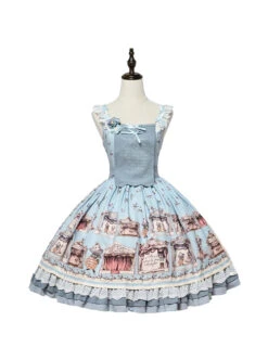 Box Theater Series JSK Printing Embroidery Normal Waist Classic Lolita Sling Dress -NAUS Lolita Shop 3 500x672 533