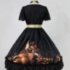 Song Of Time Black Lace-up Retro Classic Lolita Short Sleeve Dress