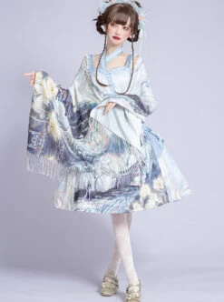 Romantic Dream In Garden Series JSK II Classic Lolita Retro Chinese Style Printing Dress -NAUS Lolita Shop 3 500x672 541