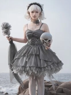 Peninsula Iron Box Series Multi-Layered Skirt Ballet Style Waist Exquisite Embroidery Big Bowknot Decoration Classic Lolita Sleeveless Dress -NAUS Lolita Shop 3 500x672 551