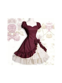 Cotton Short Sleeves Ruffle Classic Lolita Dress -NAUS Lolita Shop 3 500x672 555