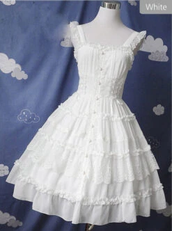 Pure Black And Pure White JSK Classic Lolita Sling Dress -NAUS Lolita Shop 3 500x672 557