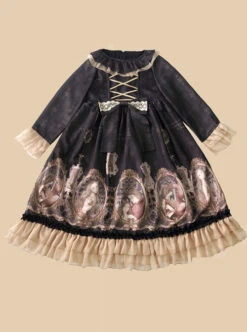 Retro Ruffle Collar Classic Lolita Puff Long Sleeve Dress -NAUS Lolita Shop 3 500x672 569