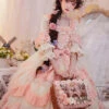 Flower Garden Series OP Pink Pastoral Retro Girl Style Delicate Lace Jacquard Trim Bow Knot Classic Lolita Short Sleeve Dress