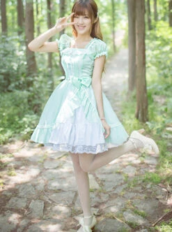 Mint Green Short Sleeve Bowknot Classic Lolita Dress -NAUS Lolita Shop 3 500x672 575