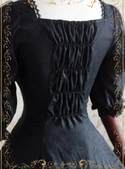 Elegant Black Jacquard Classic Lolita Half Sleeve Dress -NAUS Lolita Shop 3 500x672 580