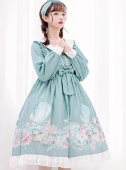 Rabbit Basket Series OP Doll Collar Classic Lolita Long Sleeve Dress -NAUS Lolita Shop 3 500x672 591