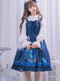 Nebula Whale Series JSK Classic Lolita Blue Sling Dress -NAUS Lolita Shop 3 500x672 596