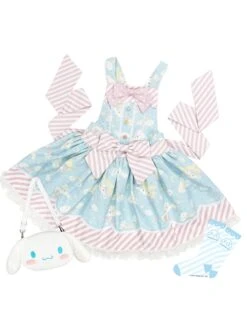 Star Gummy Series Cute Cartoon Sanrio Animal Stripe Print Bowknot Soft Girl Sweet Lolita Suspender Dress Crossbody Bag Socks Set -NAUS Lolita Shop 3 500x672 60