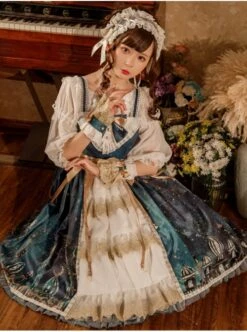 Night Of The Magic Lamp Series JSK Printing Court Style Retro Elegant Classic Lolita Sling Dress -NAUS Lolita Shop 3 500x672 609