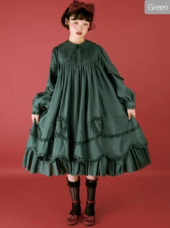 High Waist Doll Collar Pure Color Classic Lolita Long Sleeve Long Dress -NAUS Lolita Shop 3 500x672 611