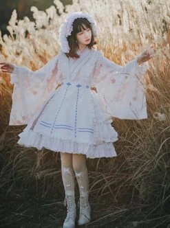 Japanese Ruffled Collar Large Sleeves Bowknot Classic Lolita Long-Sleeved Dress -NAUS Lolita Shop 3 500x672 614