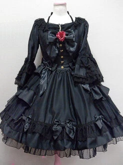 Long Sleeve Bow Lace Ruffles Classic Lolita Dress -NAUS Lolita Shop 3 500x672 619